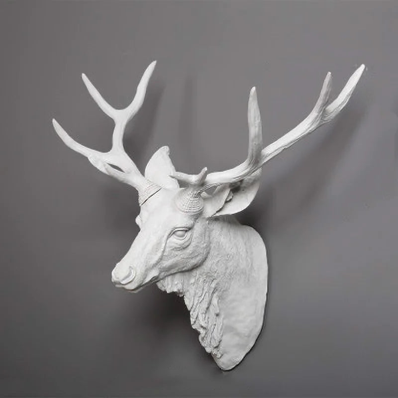 Fausse tête de cerf, fausse tête d'animal de taxidermie, décoration murale faite à la main, décoration de ferme en résine, accessoires de décoration de maison modernes pour mur