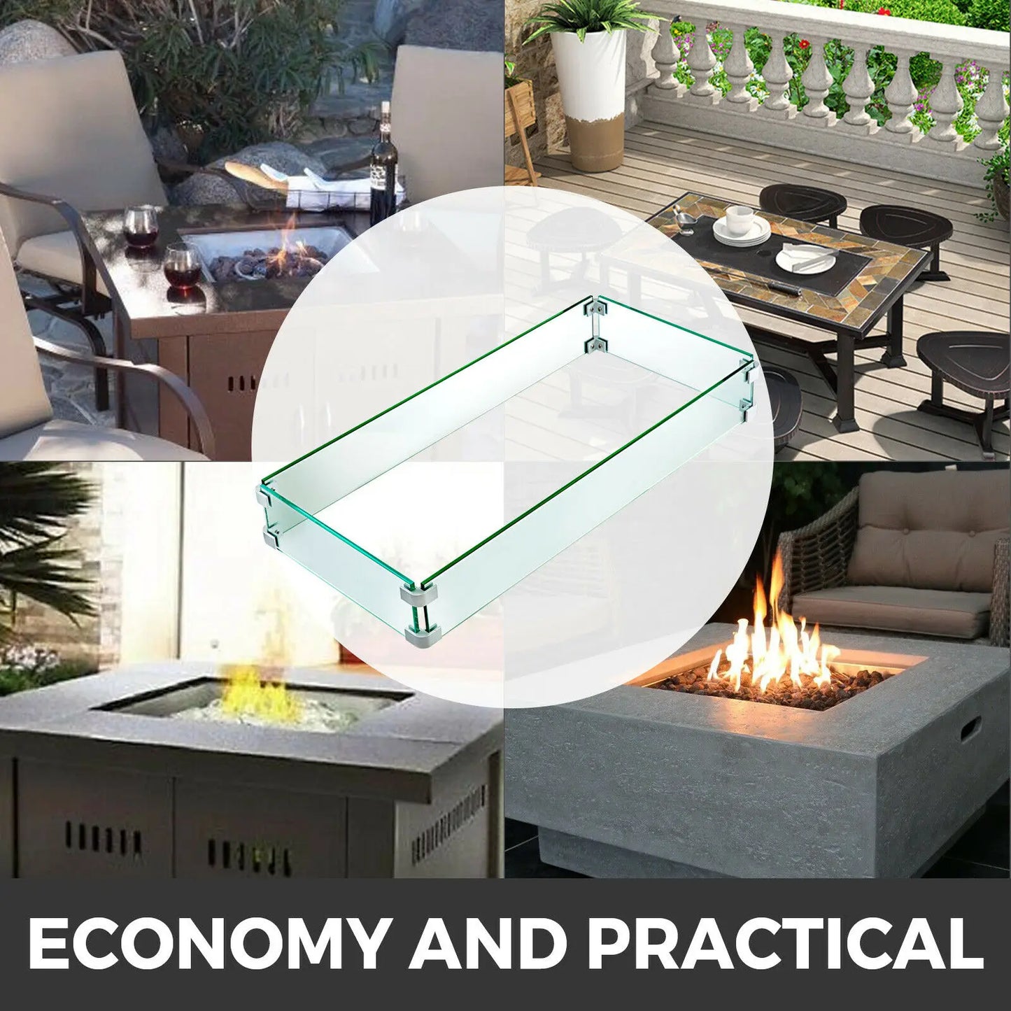 VEVOR – protection en verre trempé résistant à la chaleur, robuste et pratique, protection contre les flammes, pour tables de foyer, Patio et jardin