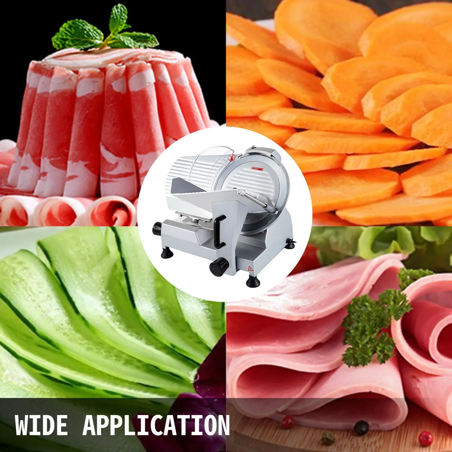 VEVOR 12in Blade Electric Meat Slicer Cutting Machine Kitchen Chopper Vegetable Cutter for Beef Turkey Home Appliance Commercial