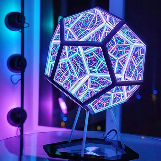 Lumière d'art de couleur dodécaèdre infini de noël, lampe décorative avec chargeur Usb, décoration de bureau pour la maison, décor de pièce esthétique