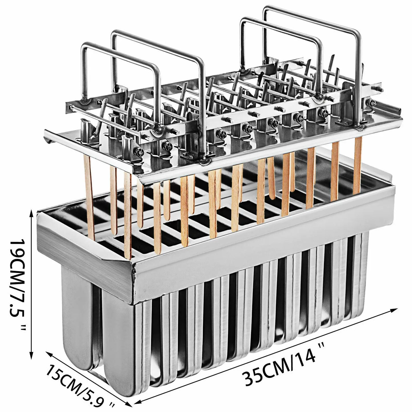 VEVOR – moule à bâtonnets de crème glacée, 20 pièces, en acier inoxydable de qualité alimentaire, porte-sucettes Popsicle, Durable, sain et efficace, pour la maison commerciale