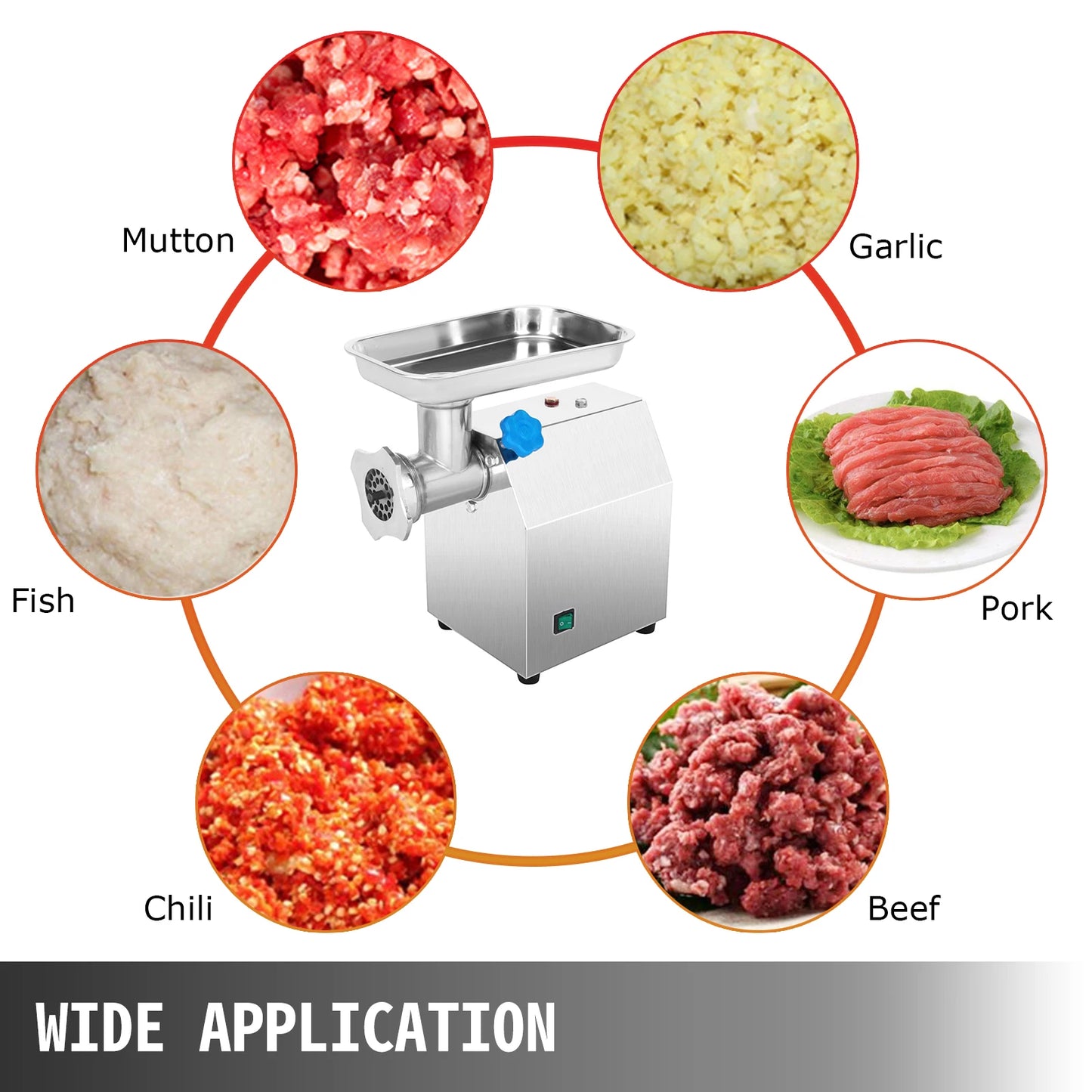 VEVOR-picadora de carne eléctrica de 250 Kg/H, picadora de cocina comercial de 1100W, procesador de alimentos, máquina para hacer salchichas, electrodomésticos