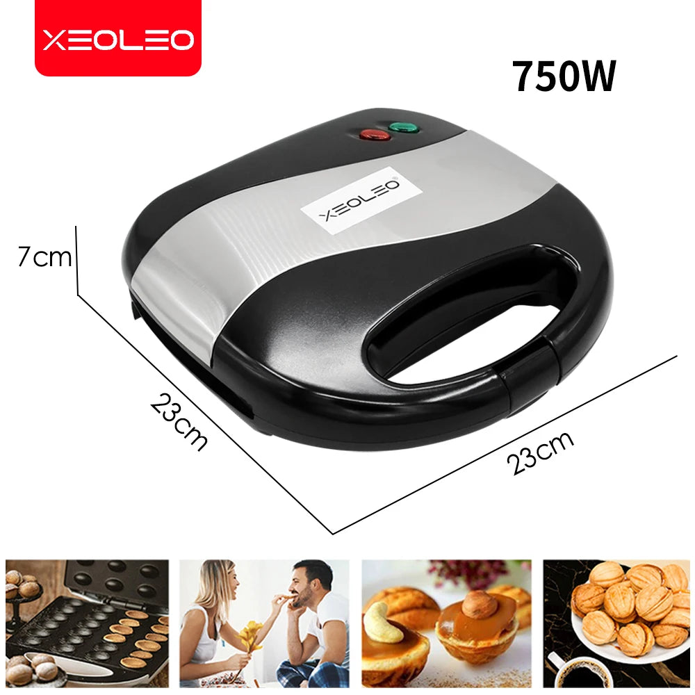 XEOLEO Electric Walnut Pastry Automatic Nut Waffle Bread Maker Sandwich Donut Mini Baking Breakfast Machine Kitchen Oven Home