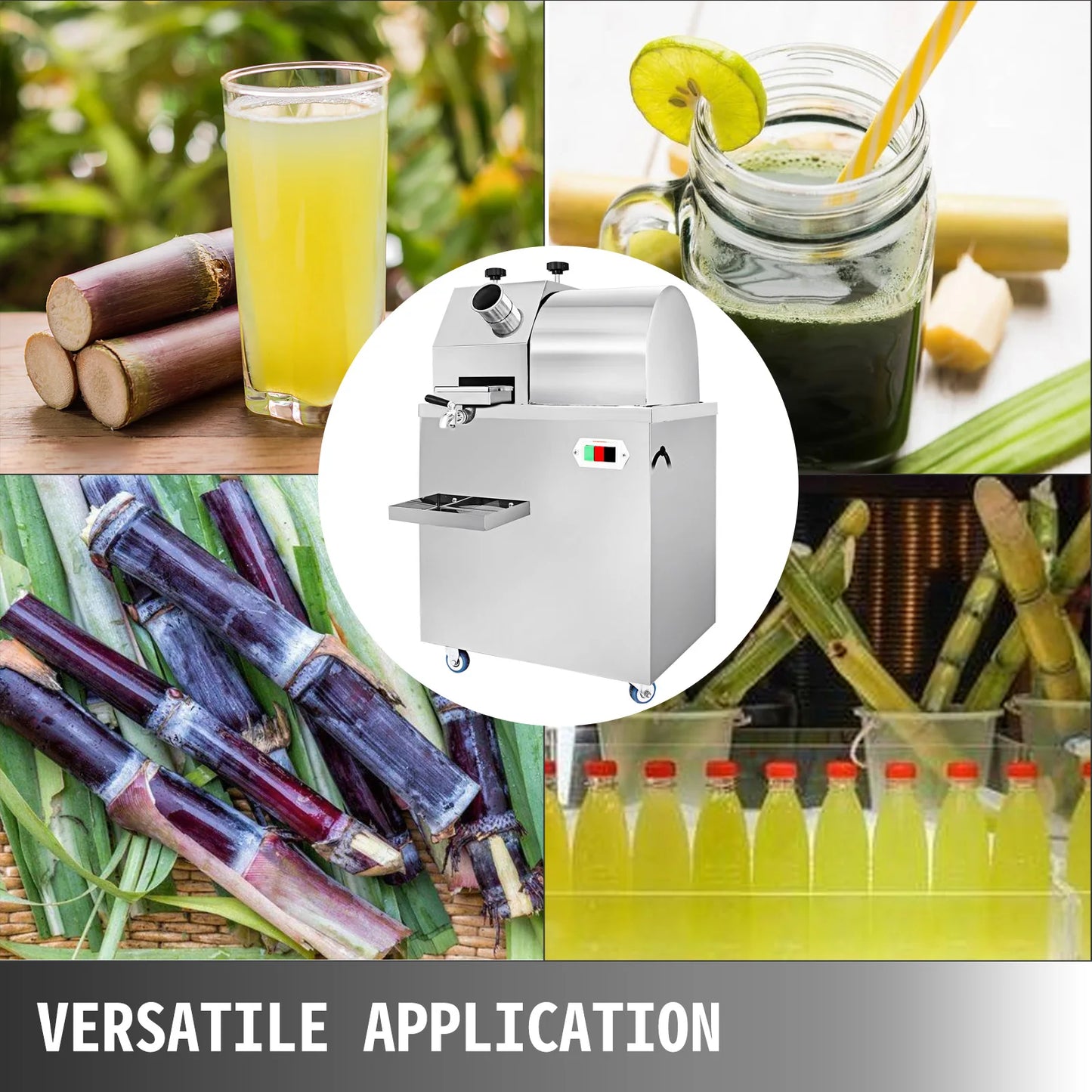 VEVOR Automatic Sugarcane Press Electric Juicer 20RPM Sugar Cane Grind Ginger Machine Extractor With Three Detachable Rollers