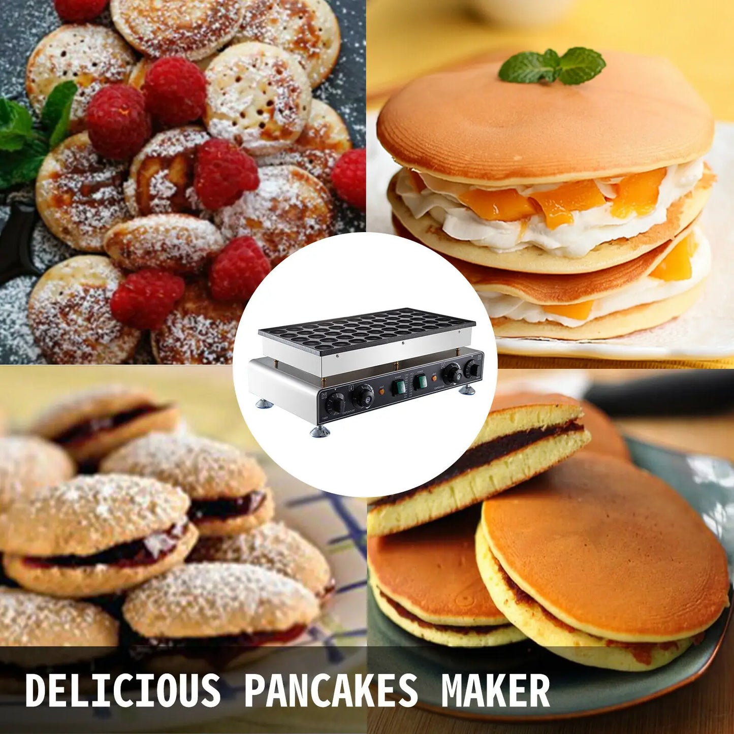 VEVOR gaufrier électrique 50 pièces Mini crêpière hollandaise Dorayaki Machine Waffreras cuisine appareil ménager Snack Gaufriers