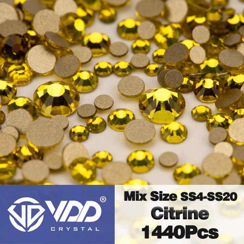 VDD SS4-SS20 mélange taille cristal clair Non HotFix or FlatBack strass décorations bricolage paillettes pierres 3D Nail Art accessoires