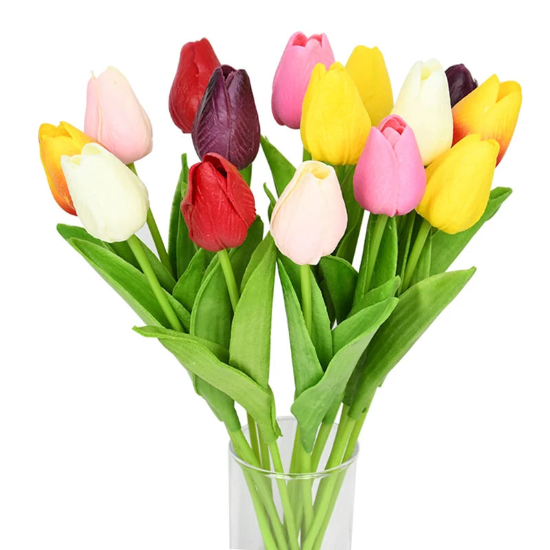 Bouquet de tulipes artificielles, 10 pièces, fausses fleurs PE, toucher réel, pour décoration de mariage, décoration de jardin de maison