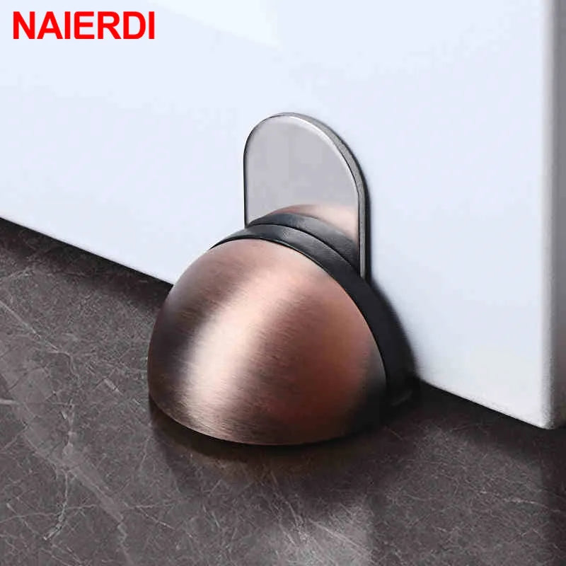 NAIERDI butée de porte magnétique en caoutchouc et acier inoxydable, butée de porte magnétique sans clous, pour la maison, la cuisine et la quincaillerie de meubles de chambre à coucher