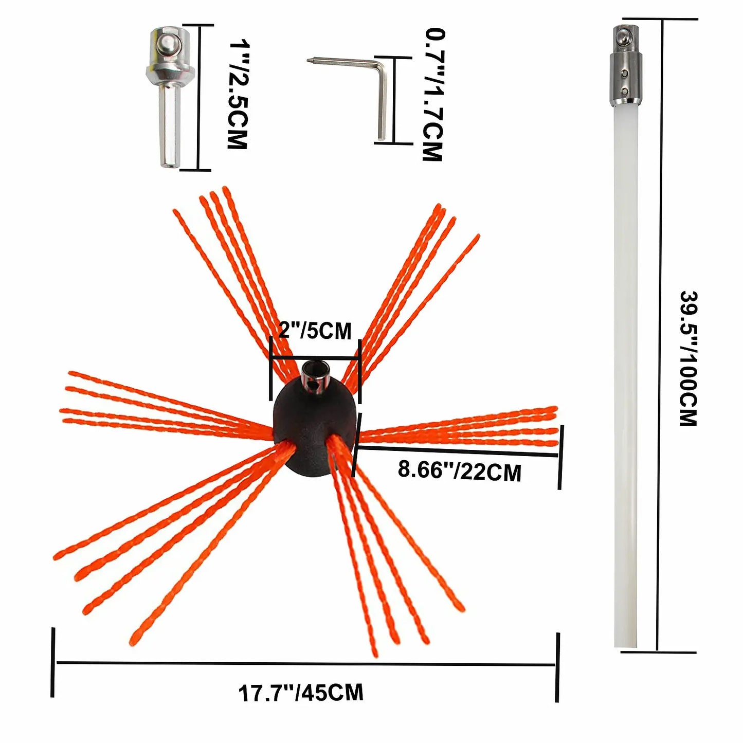 VEVOR – Kit de nettoyage de cheminée, perceuse électrique en Nylon, entraînement, tige Flexible, tête de brosse rotative pour balayer la suie des conduits de cheminée