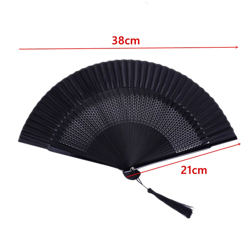 Chinese Style Black Fan Folding Female Classical Dance Craft Folding Fan