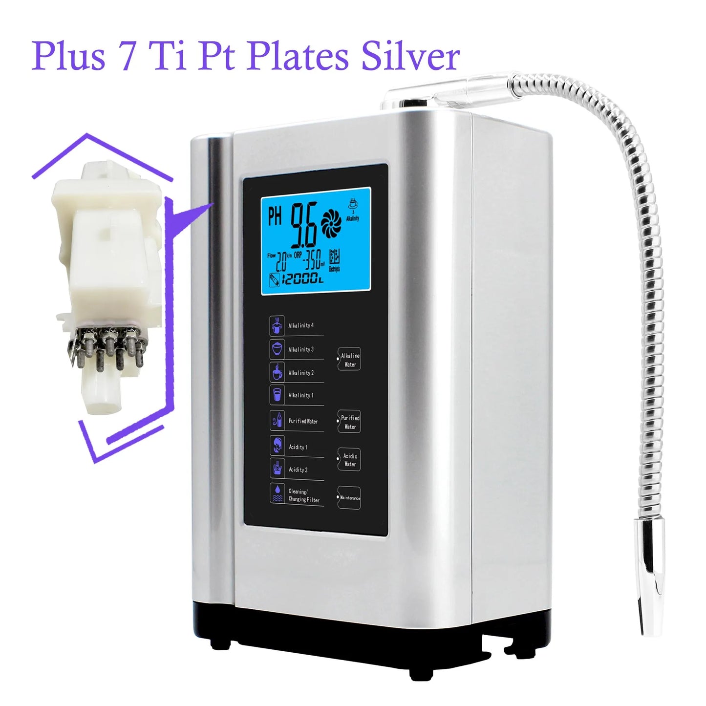 Alkaline Water Ionizer hydrogen generator Machine Purifier,Produces pH 3.5-10.5 Alkaline Acid water Water Filter system for Home