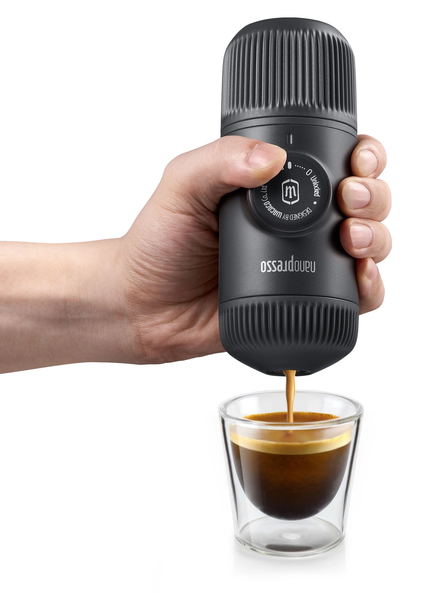 Wacaco Nanopresso Portable Espresso Machine, Upgrade Version of Minipresso, 18 Bar Pressure, Extra Small Travel Coffee Maker.