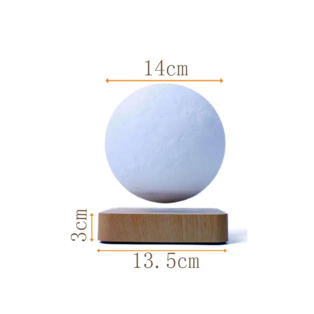 Nouvelle impression 3D LED veilleuse créative tactile lévitation magnétique lune lampes 3 couleurs rotatif flottant atmosphère lampe cadeau