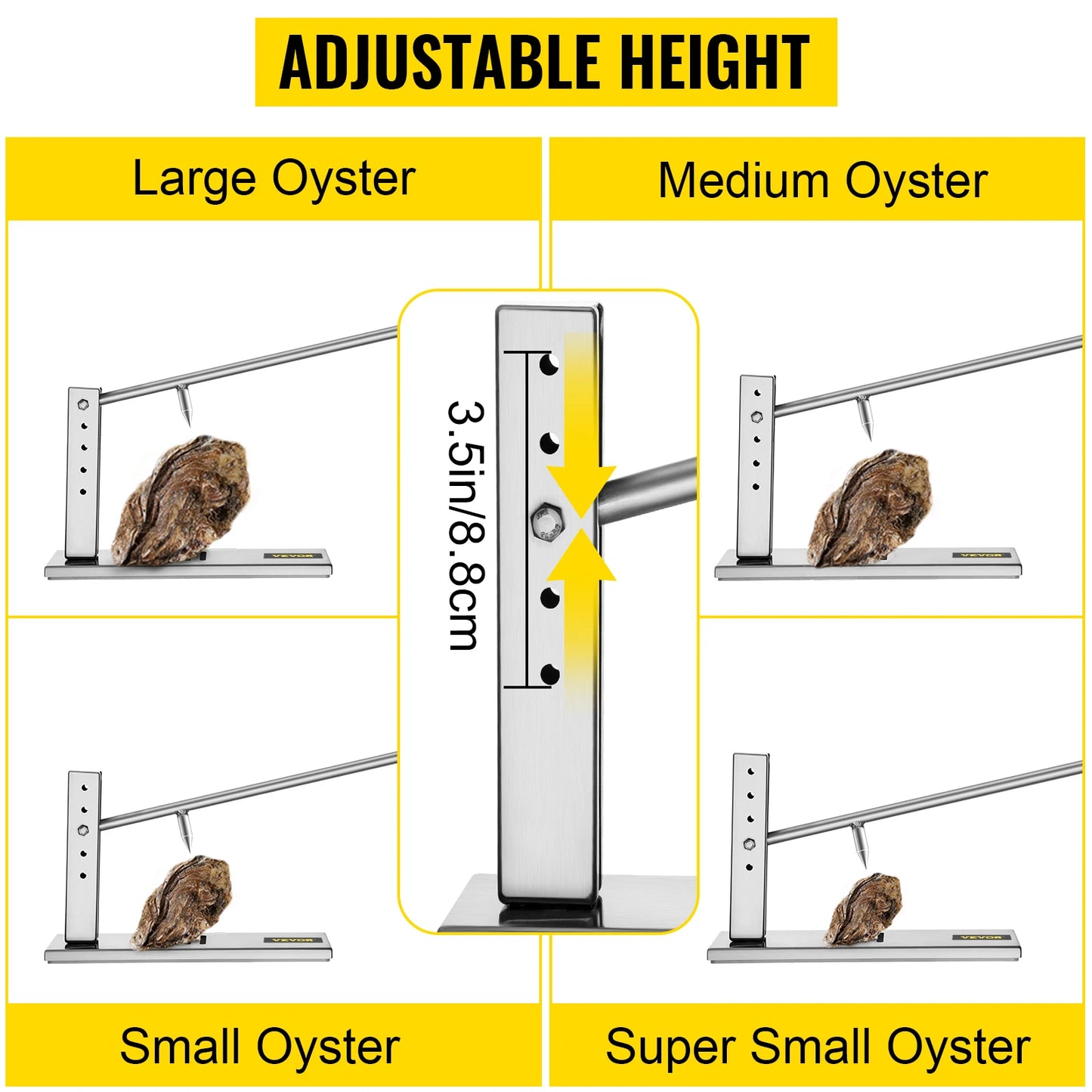 VEVOR – Machine à écailler les huîtres, outil pour fruits de mer à hauteur réglable avec poignée extensible, ouvre-porte en acier inoxydable pour crustacés, palourdes dans le Buffet