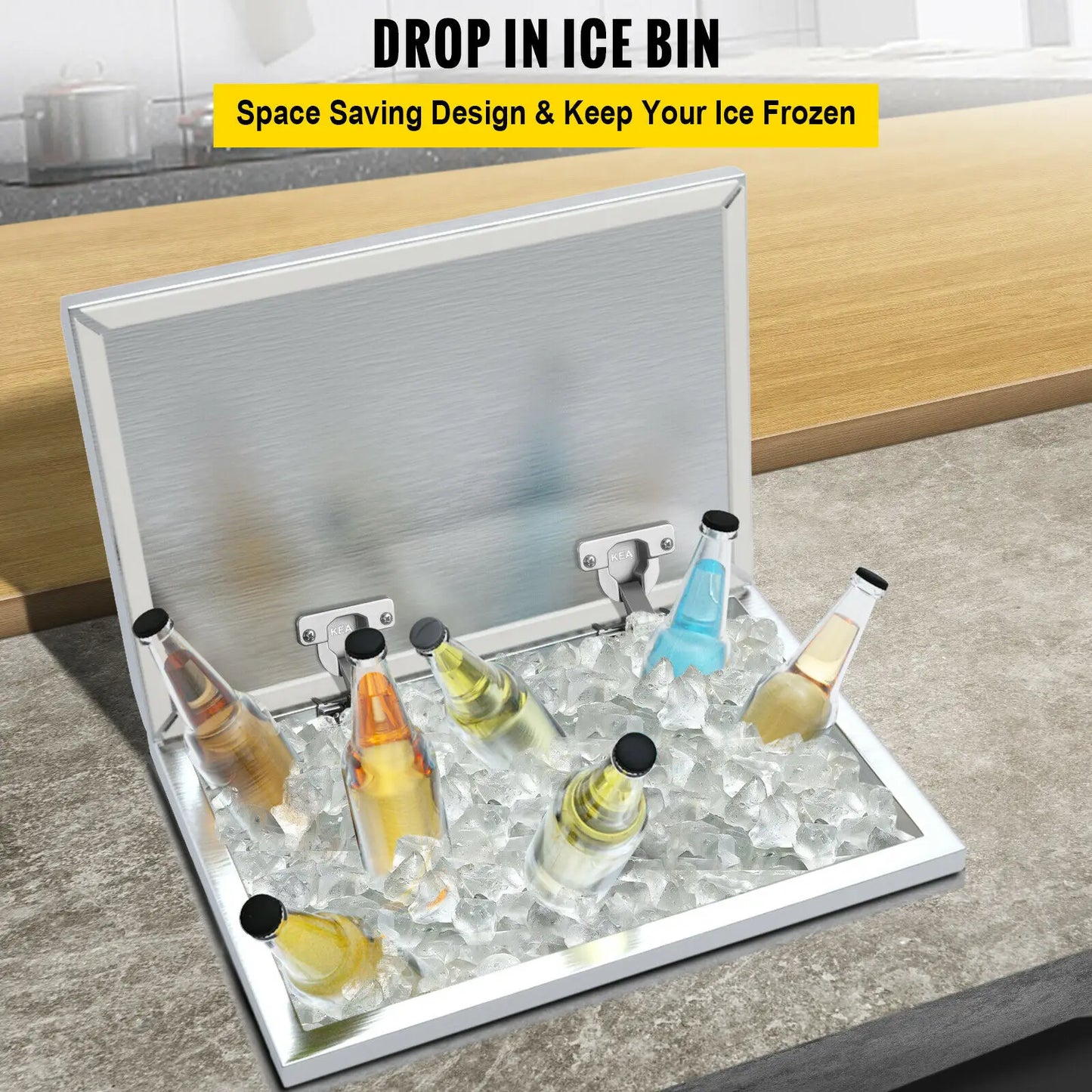 VEVOR Multi-Size Drop In Ice Chest Bin Wine Chiller Cooler Kitchen with Cover Solid Good Sealing Effect for Commercial Household