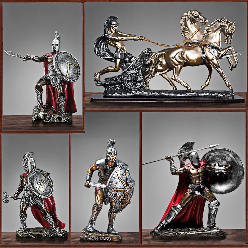 Ancient Rome Ornament Retro Spartan Character Model Resin Craft Figurines Home Decor Spartan Warrior Statue Figure Decorate Gift