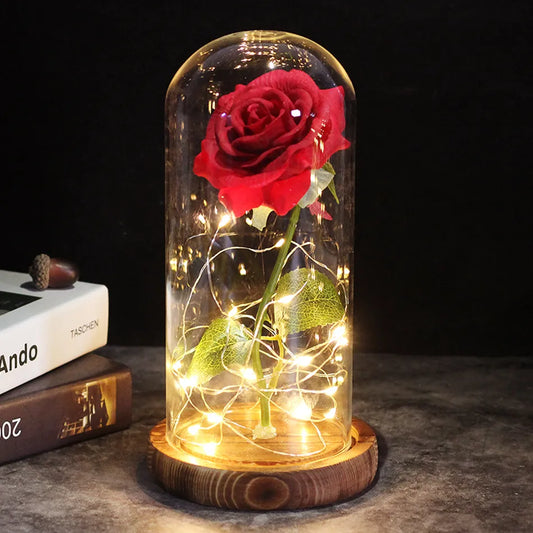 Envío Directo Galaxy Rose flores artificiales La Bella y La Bestia decoración de boda rosa regalo creativo del Día de San Valentín de la madre