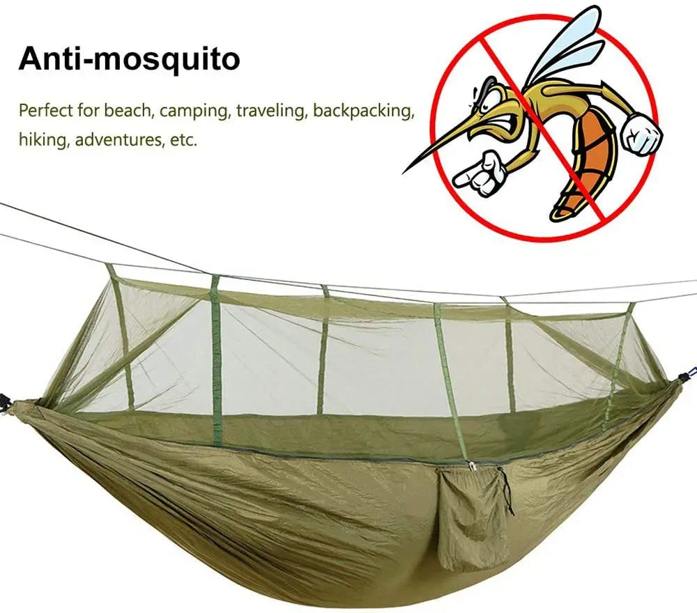 Hamaca de jardín para acampada para 2 personas con mosquitera, muebles de exterior, cama resistente, tela de paracaídas, columpio para dormir, colgante portátil