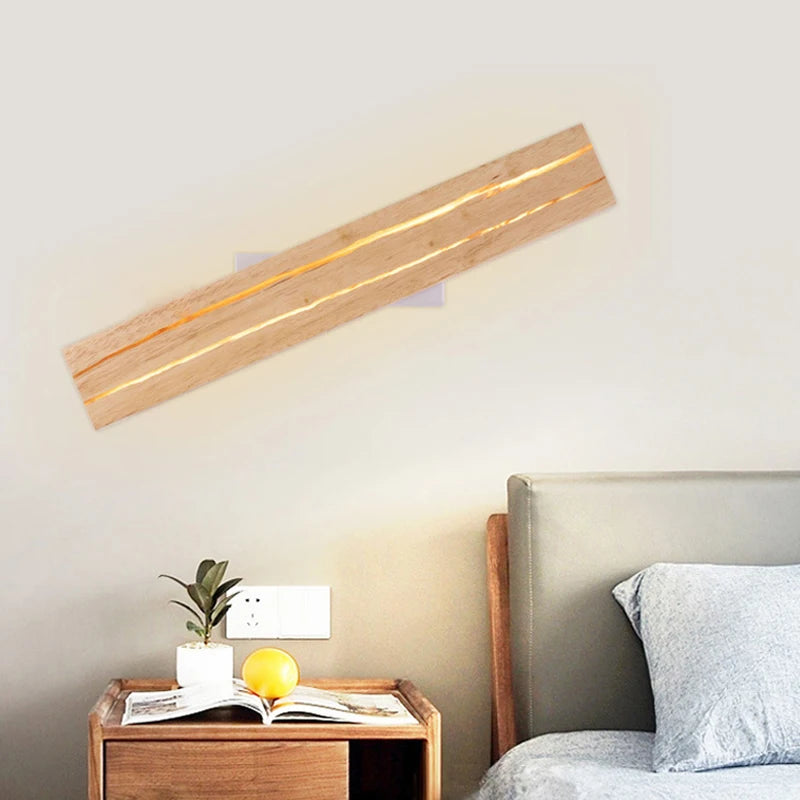 Lámpara LED de pared de madera de 30CM/50CM, candelabro de grietas creativo, iluminación interior, decoración del hogar, dormitorio, sala de estar, cocina, estudio