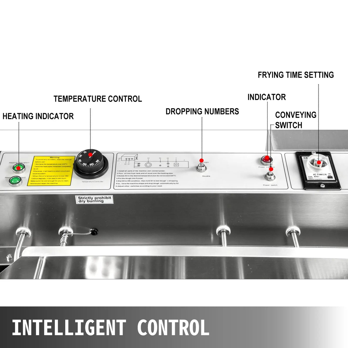 VEVOR-máquina automática comercial para hacer rosquillas, tolva de 7L, fabricante de rosquillas de acero inoxidable, moldes de 3 tamaños, freidora, electrodomésticos de cocina