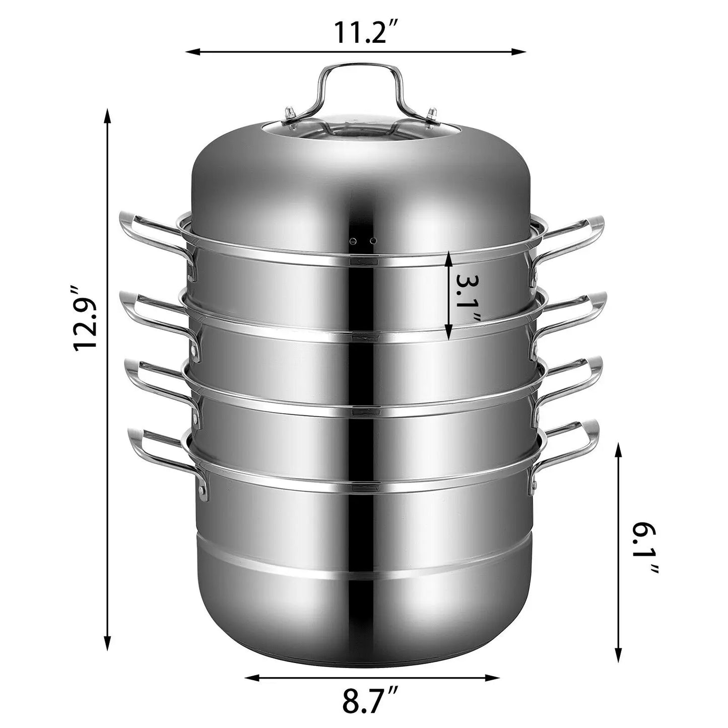 VEVOR 5 Layer Food Steamer 28cm 30cm Stainless Steel Stock Pot for Home Steaming Dumplings Vegetables Rice Cooking Steamed Dish