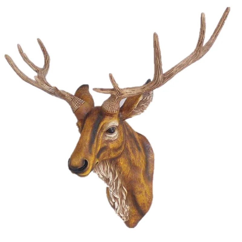 Fausse tête de cerf, fausse tête d'animal de taxidermie, décoration murale faite à la main, décoration de ferme en résine, accessoires de décoration de maison modernes pour mur