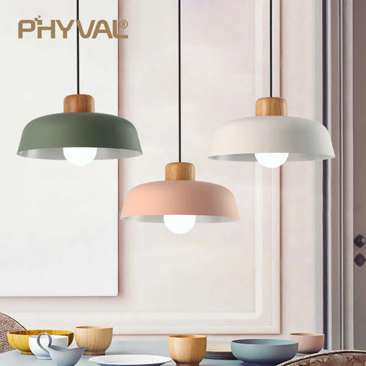 PHYVAL Nordic Chandelier Modern Pendant Lamps Restaurant Kitchen Iron Hanging Light Creative Macaron Indoor lamps For Home Decor