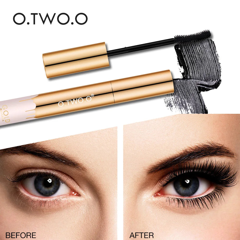 O.TWO.O Mascara 3D allongeant les cils noirs Extension de cils cils brosse beauté maquillage Mascara couleur or longue tenue