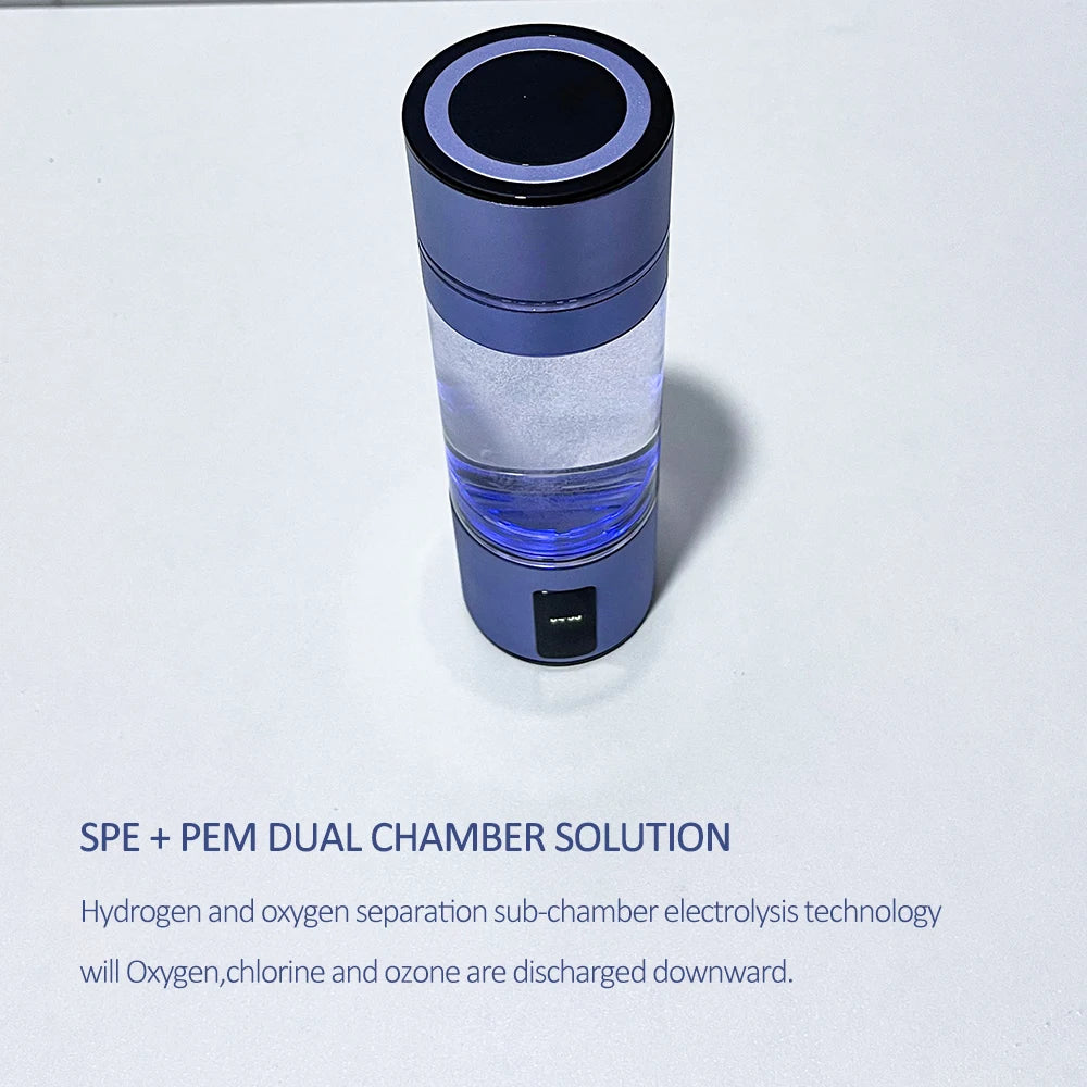 BlueVida Max 4500ppb DuPont N117 SPE/PEM Hydrogen Rich Water Bottle Generator Super Antioxidant ORP Can Breath H2 With Nose Kit