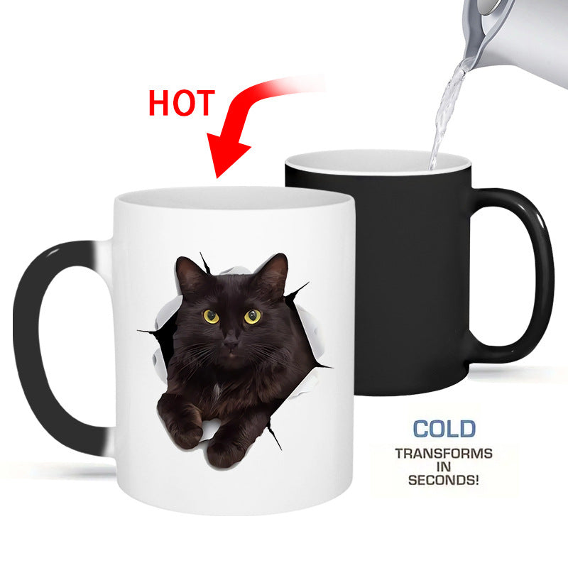 Taza Estilo de lujo asequible de color degradado de gato negro