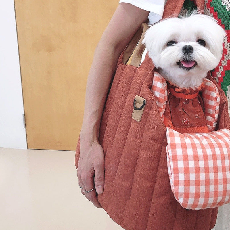 Bolsa portátil para mascotas con relleno de algodón, bandolera de hombro transpirable de gran capacidad