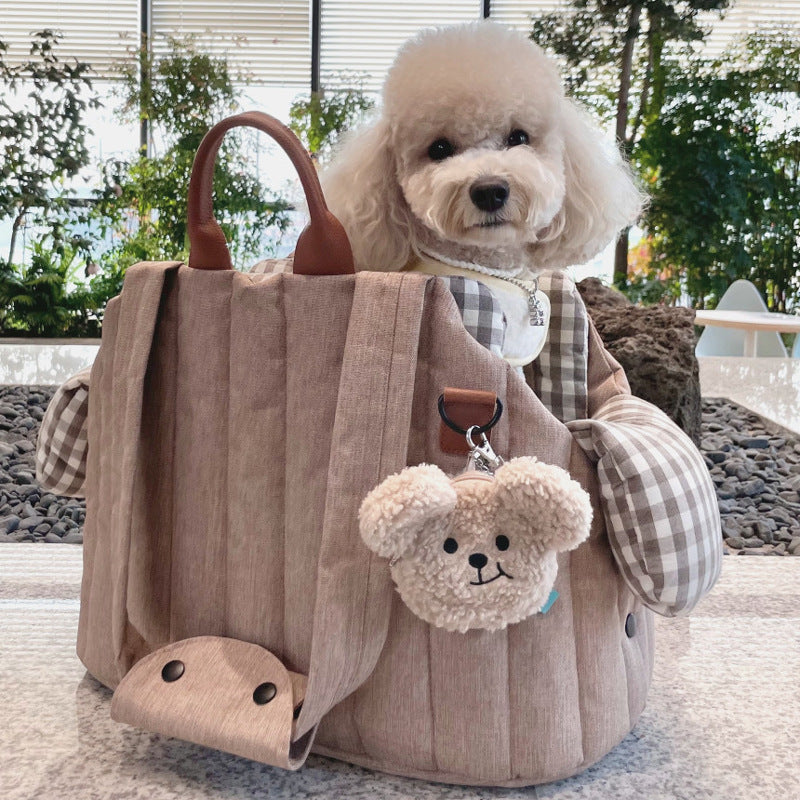 Bolsa portátil para mascotas con relleno de algodón, bandolera de hombro transpirable de gran capacidad