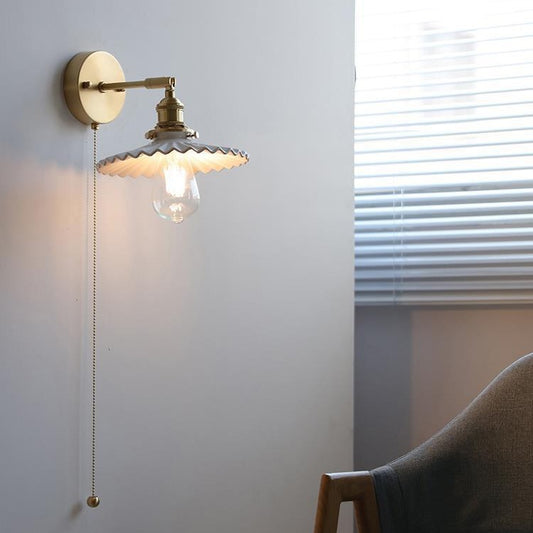 Lámpara de pared de cerámica estilo japonés cordón de cobre