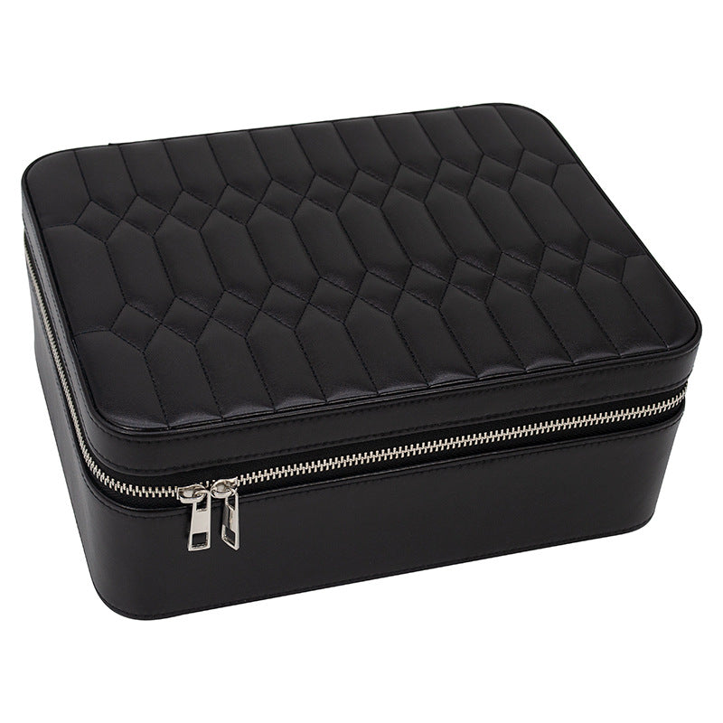 Caja de almacenamiento de reloj de joyero de cuero negro