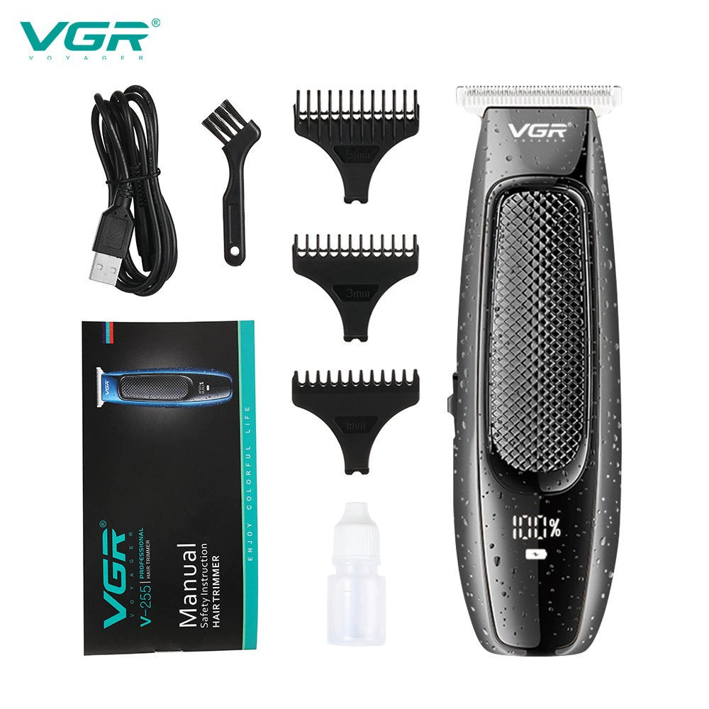 Cortadora de pelo Vgr255, cabezal de aceite, cortadora eléctrica USB, afeitadora de pelo, pantalla Digital LED compacta, cortadora de pelo electrónica