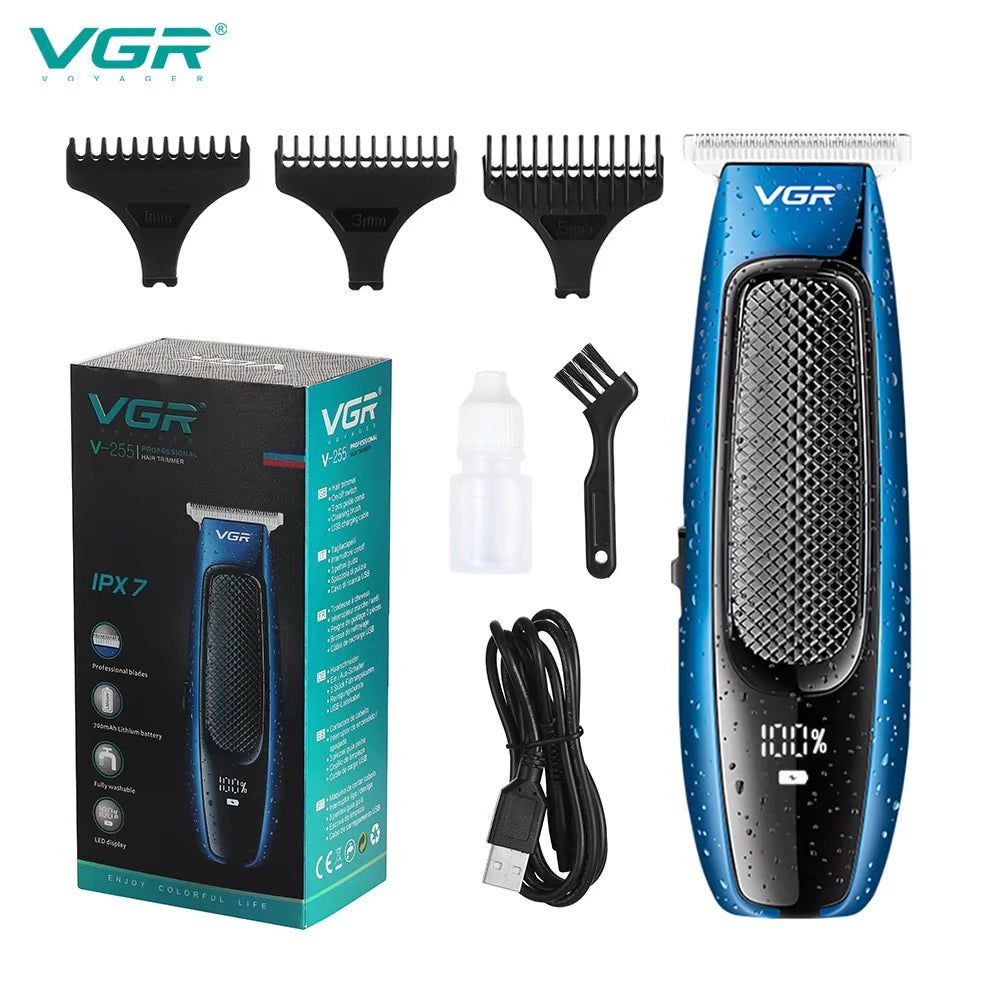 Cortadora de pelo Vgr255, cabezal de aceite, cortadora eléctrica USB, afeitadora de pelo, pantalla Digital LED compacta, cortadora de pelo electrónica