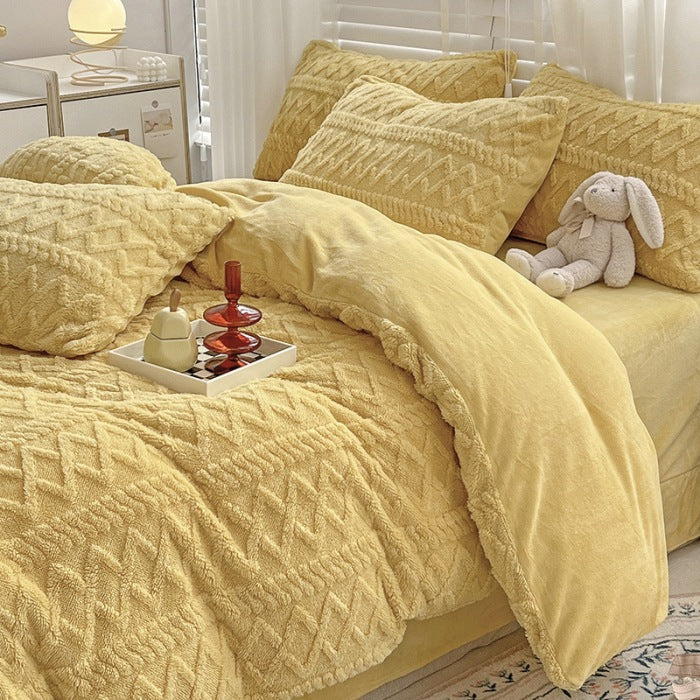 Four-piece Bed Set Thickened Warm Milk Fiber