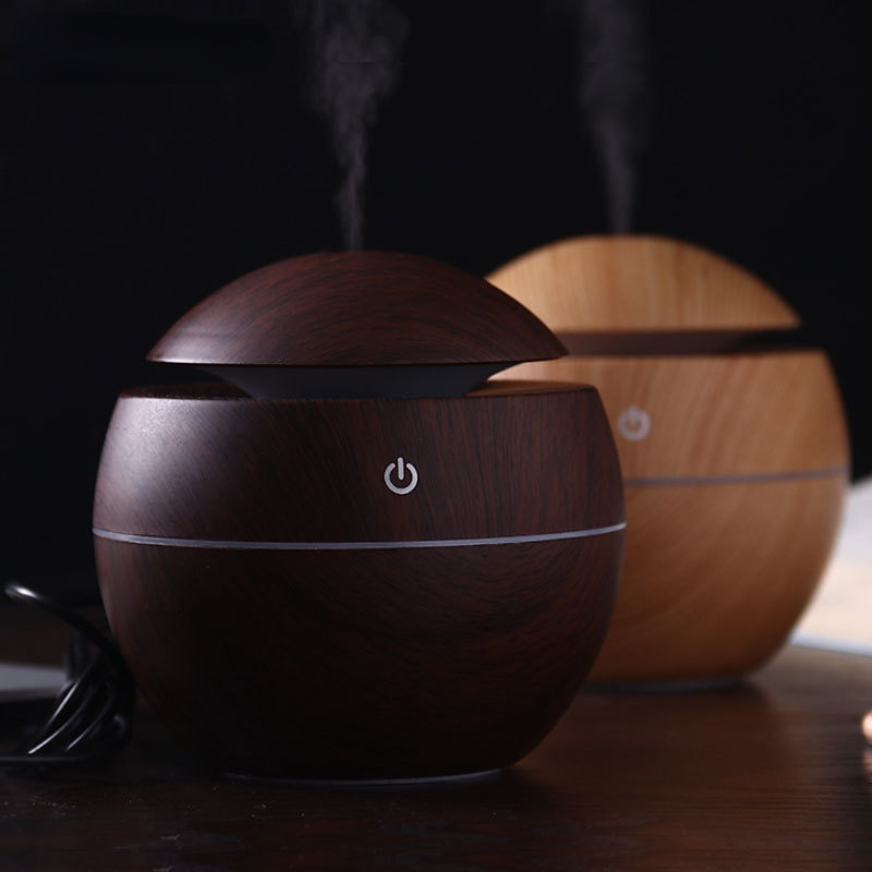 130ML Air Humidifier Ultrasonic USB Aroma Diffuser Wood Grai