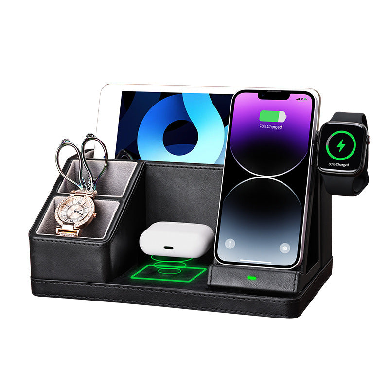 Three-in-one Wireless Charger Mobile Phone Headset Watch Stand Charging Station Storage Box