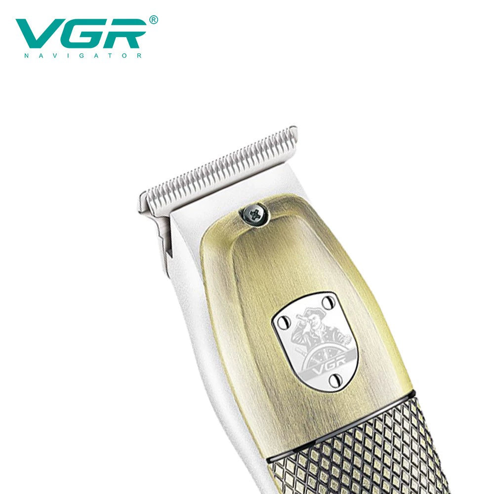 VGR Cross-Border New Arrival Men's Hair Clipper Digital Display Retro Rechargeable Metal Body Carving Engraved Electric Clipper 976