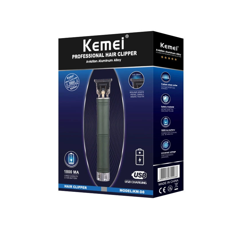 Kemei KM-D8 Men's All-Metal Hair Clipper Hair Salon Carving Electrical Hair Cutter USB Rechargeable Electric Clipper