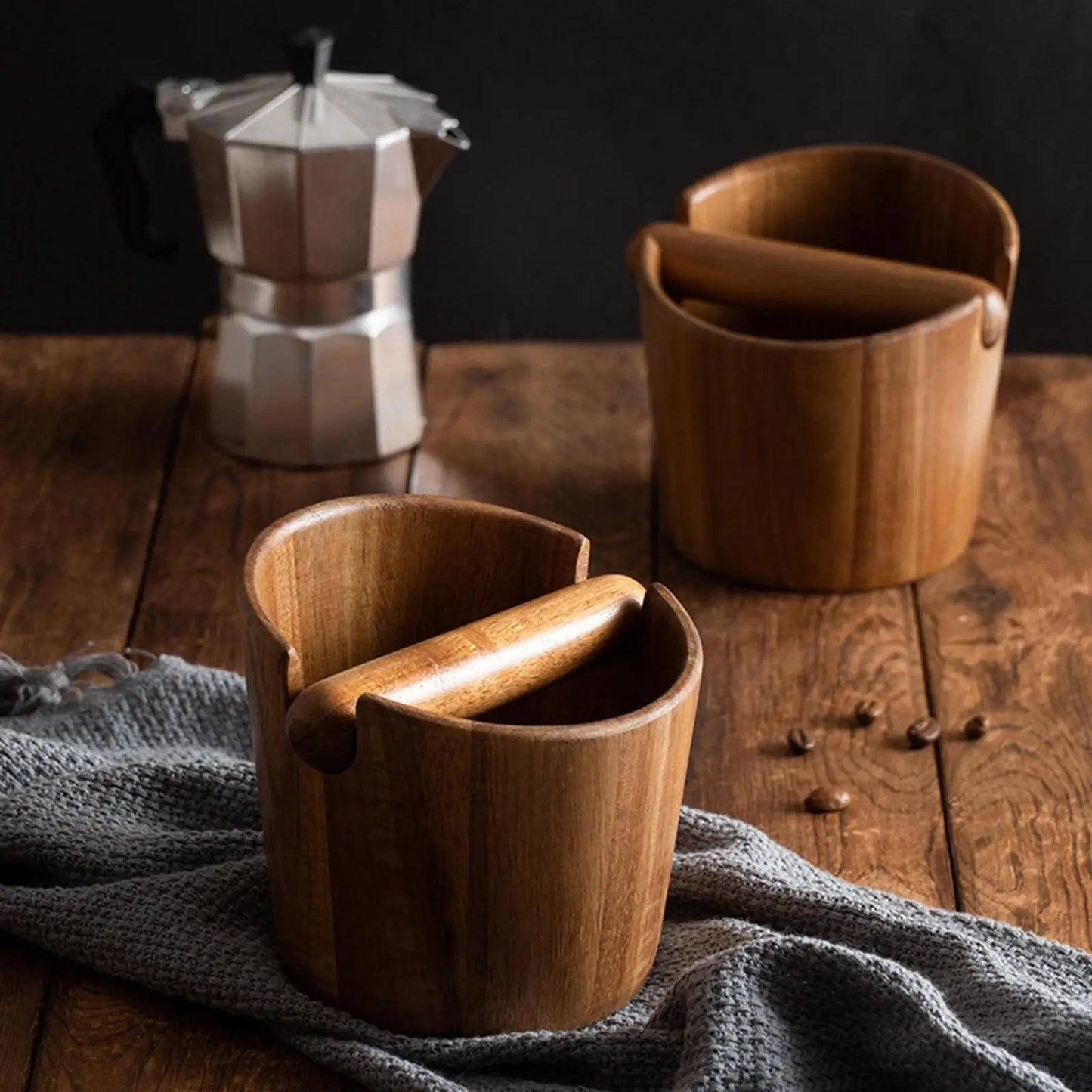 Caja de madera para golpear el café, cubo de basura para moler, Espresso molido, barra de golpe desmontable para el hogar, cocina, oficina, herramienta de café Barista