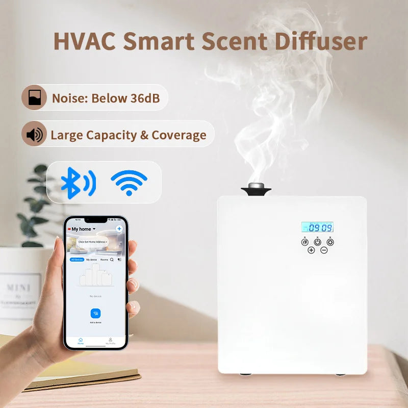 Machine de diffusion de parfum sans eau, application VTS HVAC, dispositif de parfum d'hôtel, nébuliseur d'huiles essentielles pures WIFI intelligent pour la maison ou l'hôtel