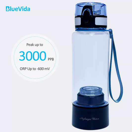 Max 3000ppb Bluevida Generador de Botellas de Agua de Hidrógeno Antienvejecimiento 3000mAh Gran Capacidad Largos Tiempos de Trabajo Portátil para Deportes