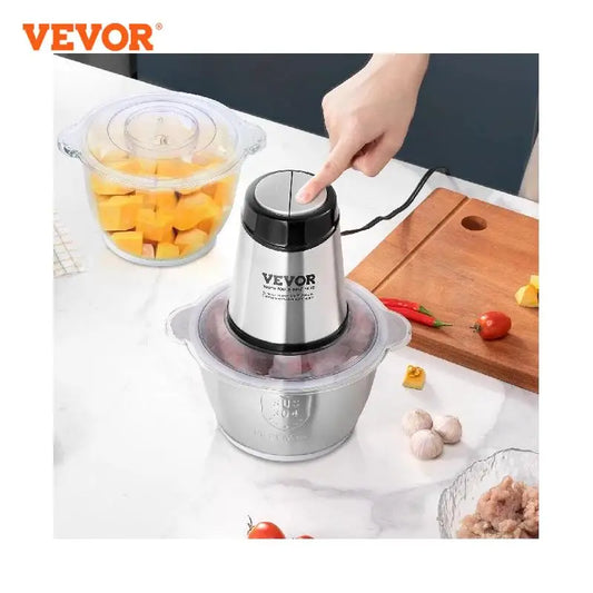 Picadora de carne eléctrica VEVOR con cuchillas de acero inoxidable de 4 alas, 8 tazas + 5 tazas, dos tazones, picadora eléctrica de alimentos de 400W para comida de bebé