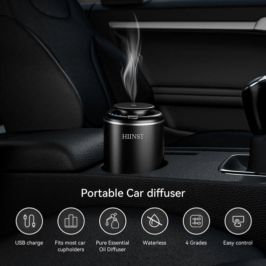 HIINST Luxury USB Rechargeable Aromatherapy Scent Car Air Freshener Machine Waterless Essential Oil Car Aroma Diffuser Product