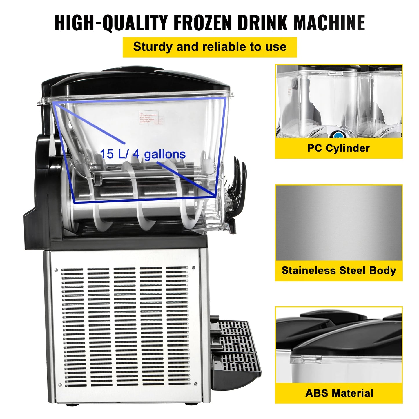 VEVOR-máquina de granizados de 45L, Panel de Control LED inteligente, dispensador de bebidas, exprimidor, granizadora de bebidas, batidora para uso comercial