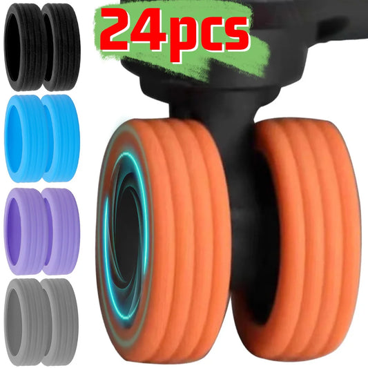 8-24pcs Rolling Luggage Wheel Protecter Silicone Travel Suitcase Trolley Caster Shoes Reduce Noise Silence Cover Bag Accessories