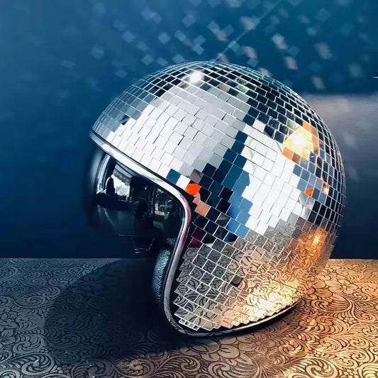 Casque de boule Disco miroir en verre à paillettes, décoration classique de fête, salle de Bar, Art rétro américain, ornements de chapeau brillant Disco