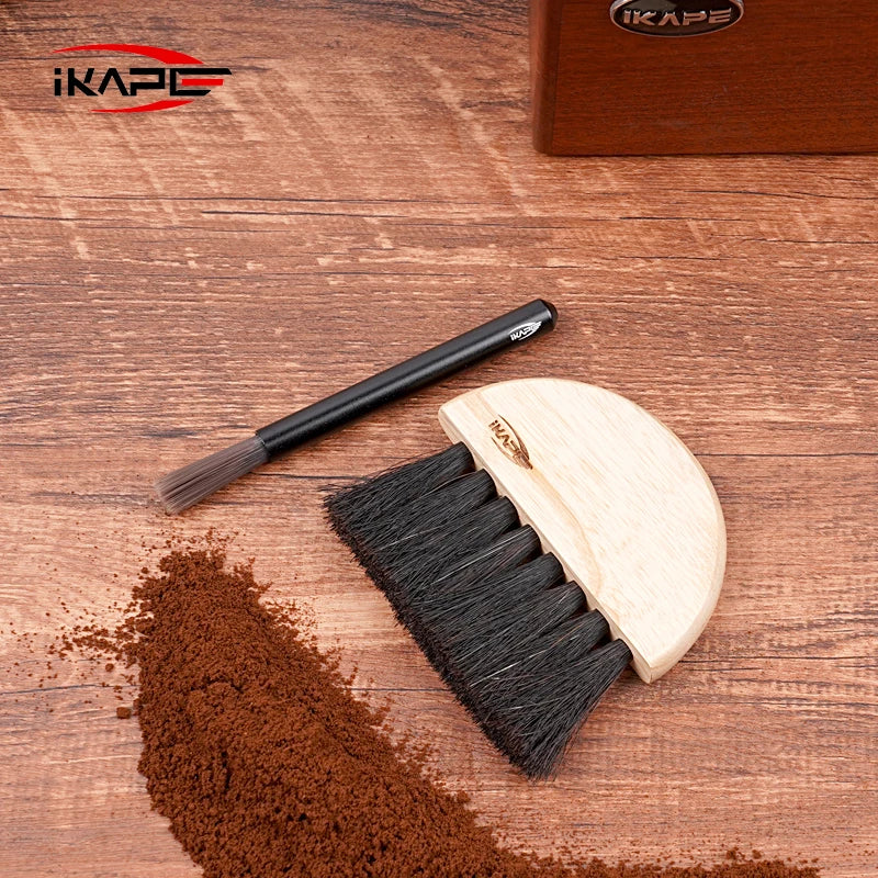 IKAPE Brosse de nettoyage de café professionnelle, brosse à café en poils naturels, outil de nettoyage de barre à expresso pour barista et cuisine domestique